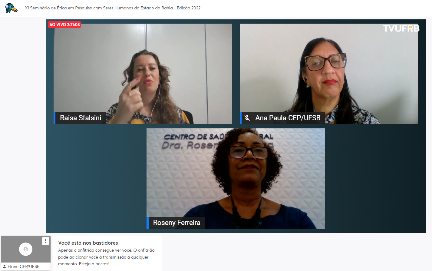 tela do seminário online